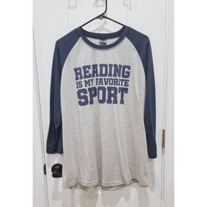 “Reading Is My Favorite Sport” Raglan Top Women’s XXL | Teacher Librarian